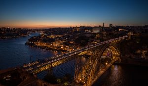 Sunset in Porto at the Ponte Luís I Bridge